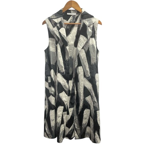 Bryn Walker Oversized Lagenlook Abstract Sleeveless Long Vest Open Cardigan S - Picture 1 of 8